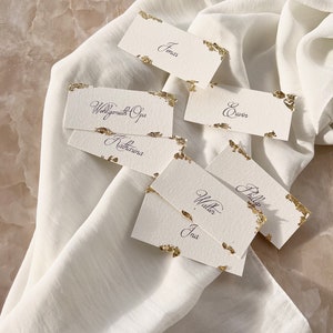 Cartes de nom marque-places feuille d'or I mariage
