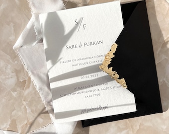 Invitations with a refined envelope I gold leaf I wedding, save the date, wedding ceremony, henna evening