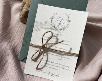 Rustic invitations with ribbon & kraft paper envelope | Wedding - 10 pack | Wedding invitation card Dügün Davetiye