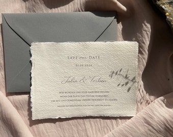 Handmade Paper Invitation Minimalist I Wedding I Save The Date
