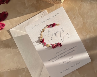 Golden & Roses I Wedding invitation with gold leaf