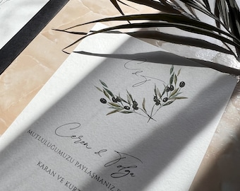 Olive Invitation I Invitation with envelopes I Wedding, Save The Date