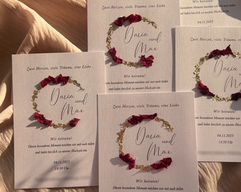 Faire-part de mariage Golden & Roses I avec feuille d'or