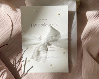 Save the Date Karte mit Perlen + Transparentumschlag | Hochzeitseinladung I Dügün Davetiye Band Einladung zur Hochzeit I Einladungskarte