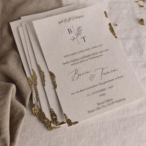 Dreamy invitations DIN A6 with gold leaf and envelope | Wedding