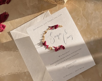 Golden & Roses | Wedding invitation with gold leaf