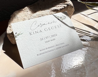 Olive Invitation I Henna Karten, Platzkarten A7 I Hochzeit Einladung