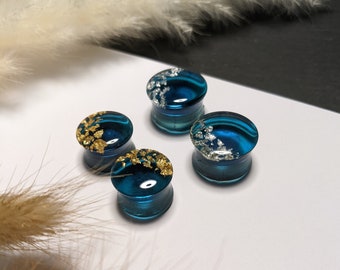 Plugs Tunnel Hellblau Silber Gold