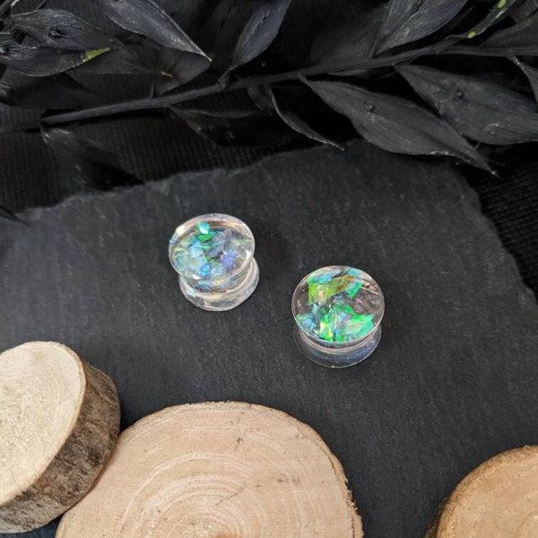 Plugs aus Epoxidharz, Glitzerfolie, Glitzer, Funkeln, Handgemachte Plugs