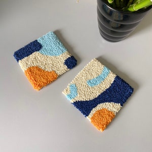 2 Piece Set of Punch Needle Coaster | Rug Coaster | Drink Coaster | Kitchen and Dining | Hand made Mug Rug | Tufted Rug