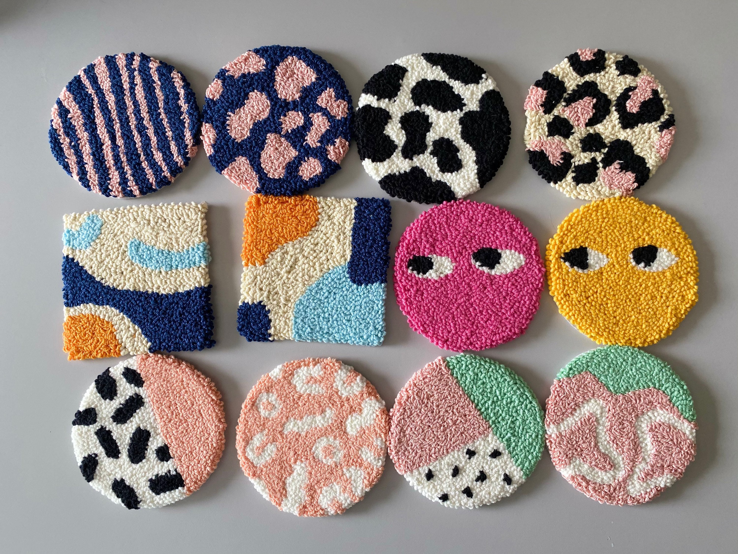 Punch Needle Coaster Drink Coaster Kitchen and Dining Etsy