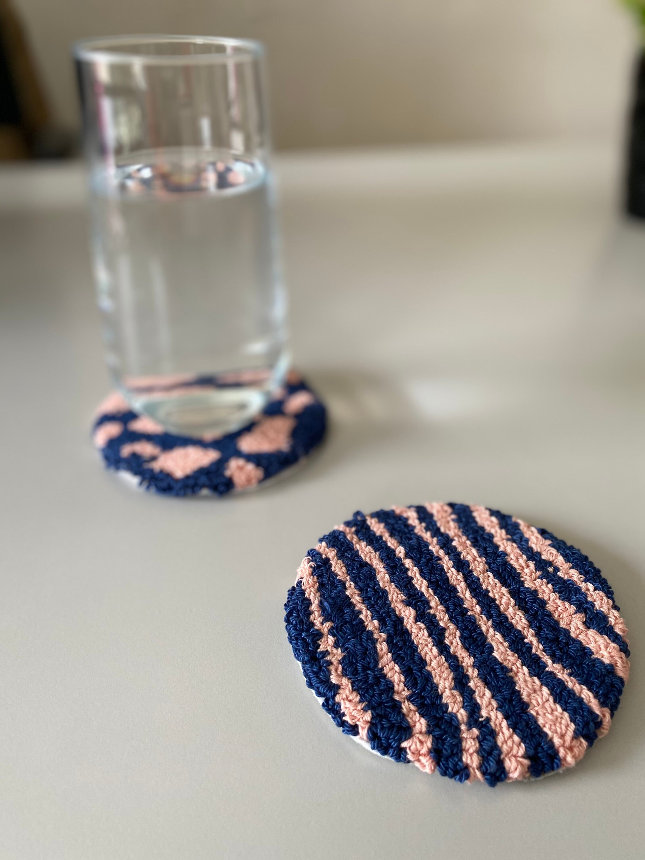 Punch Needle Coaster Drink Coaster Kitchen and Dining Etsy