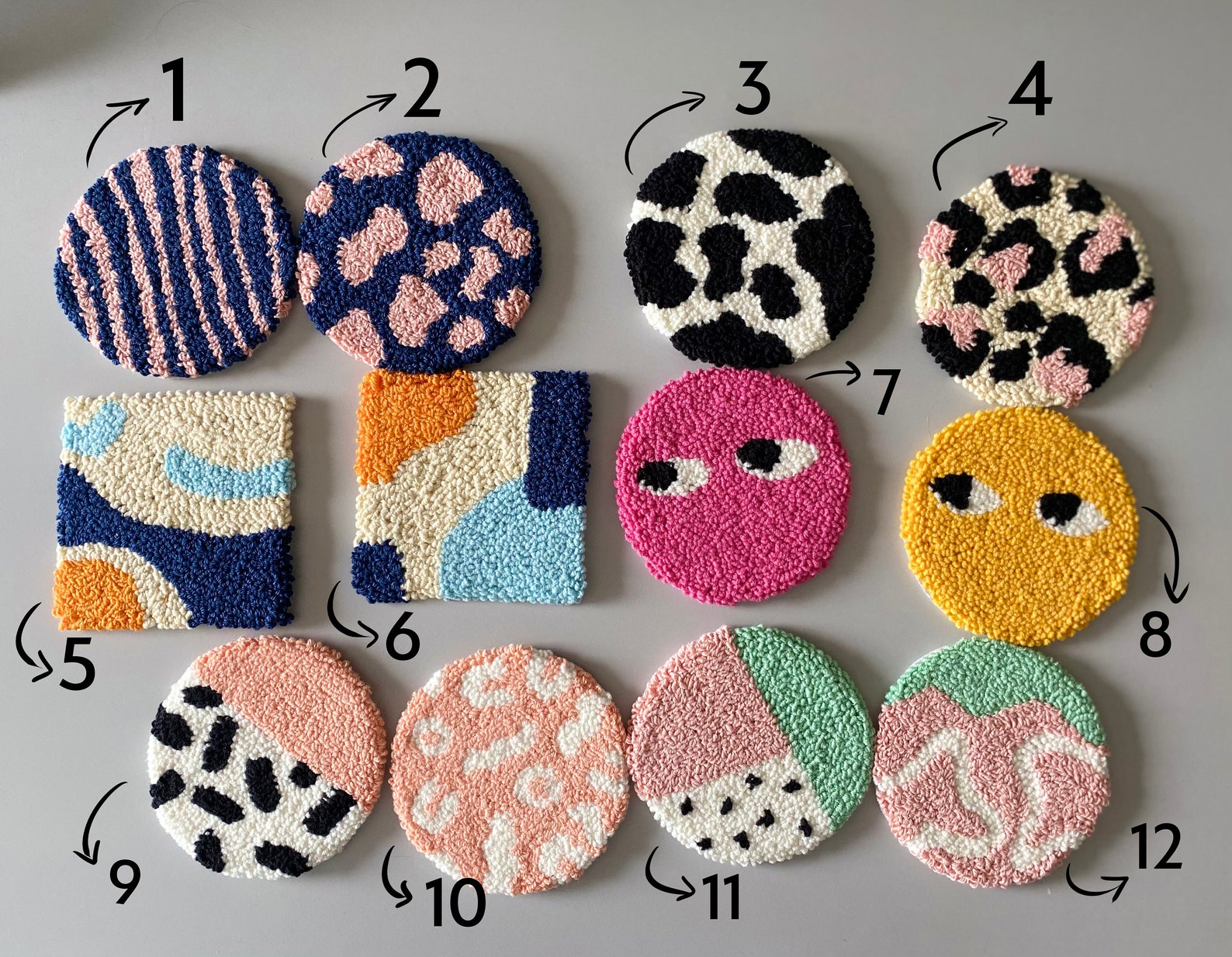 Punch Needle Coaster Drink Coaster Kitchen and Dining Etsy