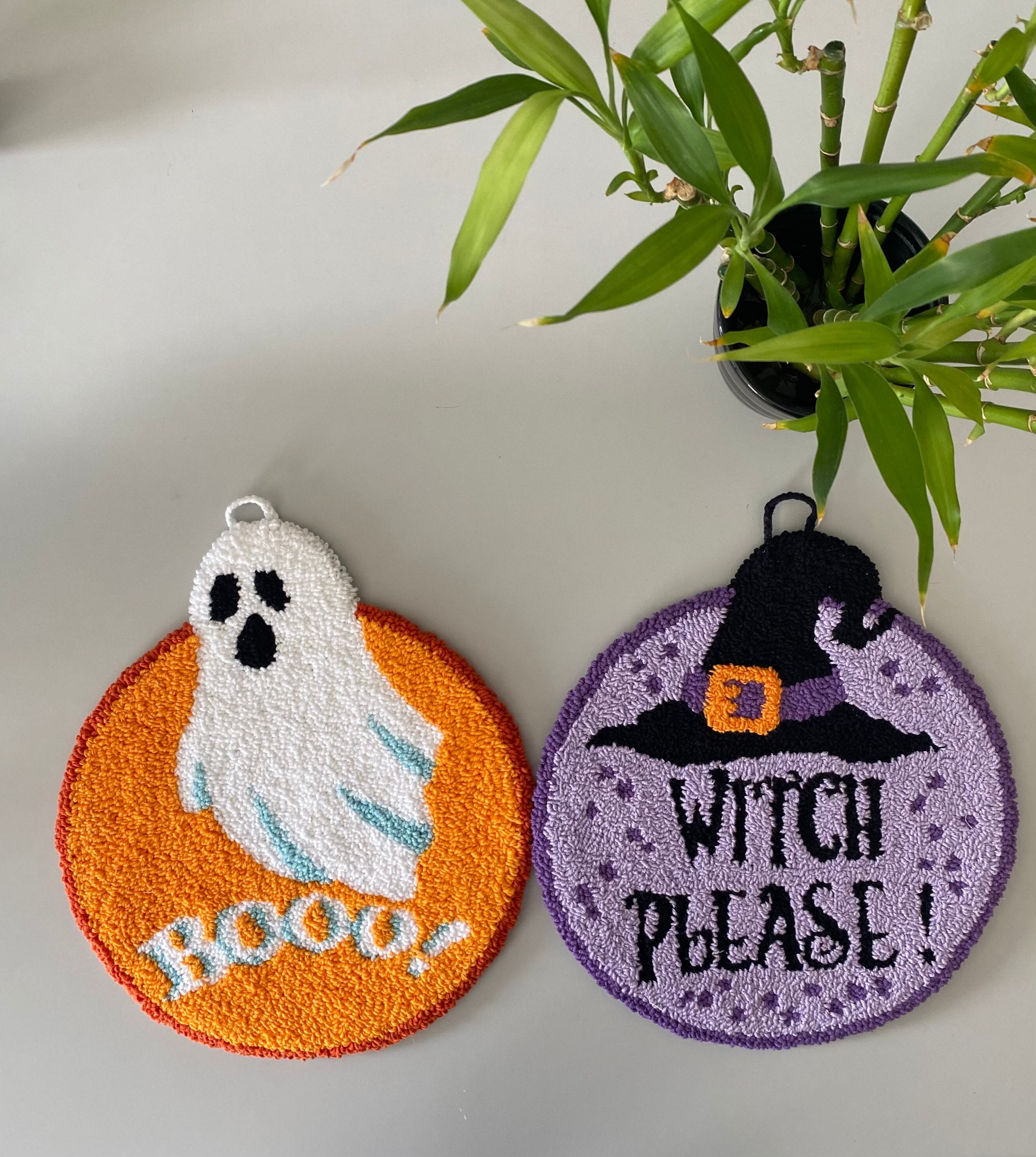 Punch Needle Halloween Door Sign Halloween Wreath Fall | Etsy