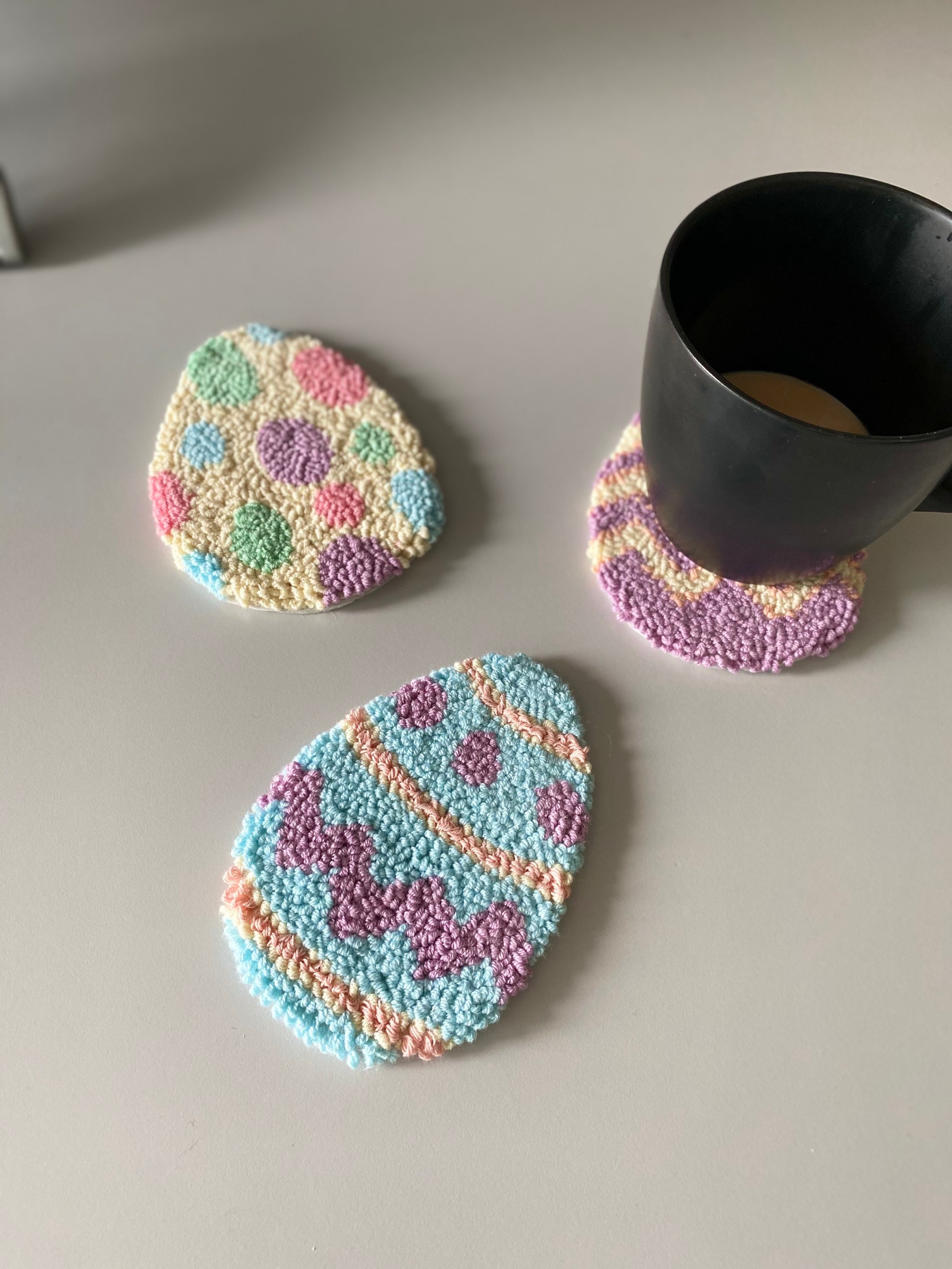 READY TO SHIP 3 Pieces Set of Easter Egg Punch Needle Etsy