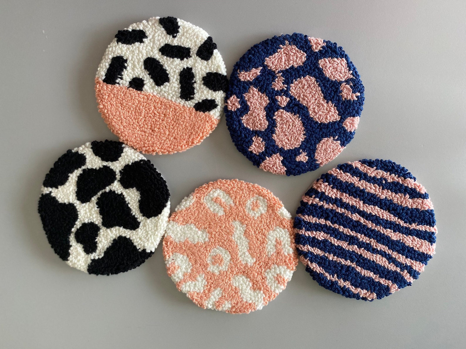 Punch Needle Coaster Drink Coaster Kitchen and Dining Etsy