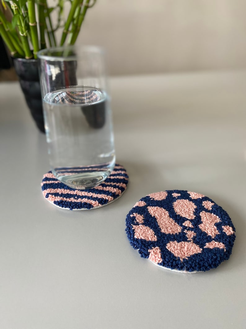 Punch Needle Coaster Drink Coaster Kitchen and Dining Etsy