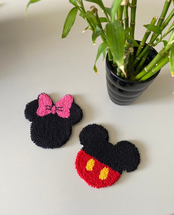 Mickey Mouse Punch Needle Coaster Rug Coaster Drink Coaster