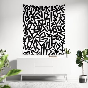 Black art wall tapestry top