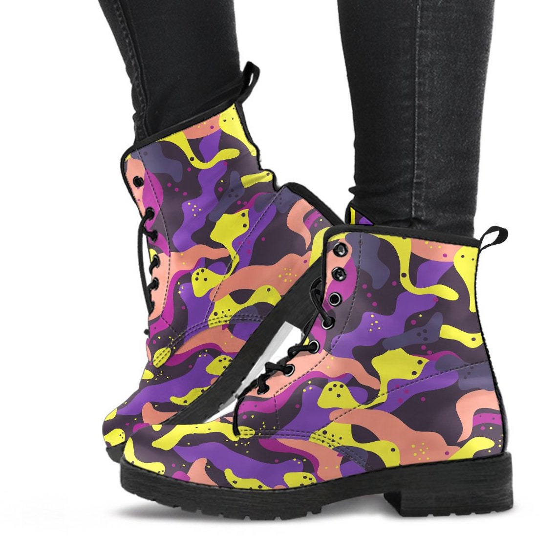 Funky Pop Camo Boots / Kawaii Camouflage Womens Combat Boots / - Etsy