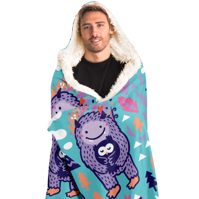 Cute Yeti Hooded Blanket // Funny Yetis Throw // Mythical Etsy