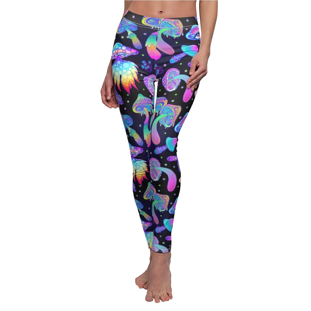 Psychedelic Mushroom Leggings Trippy Magic Mushroom Designer Etsy