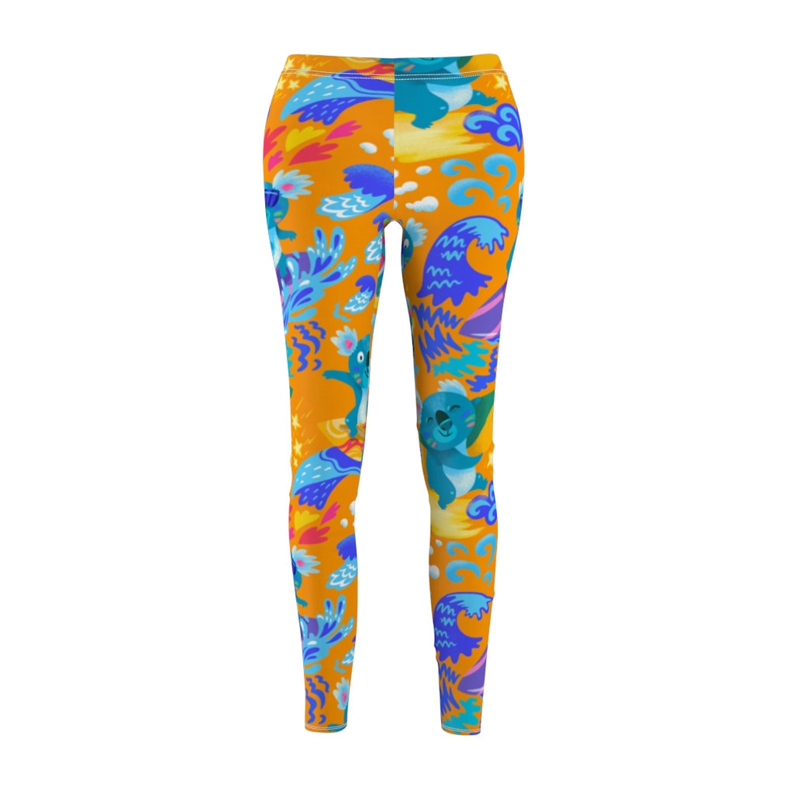 Koala Leggings Cute Surfer Koalas Designer Women's Cut & Etsy