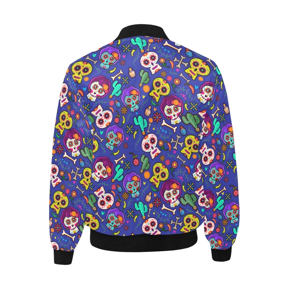 Discover Sugar Skull Quilted Bomber Jacket / Funny Goth Men Women Custom Bomber Jacket