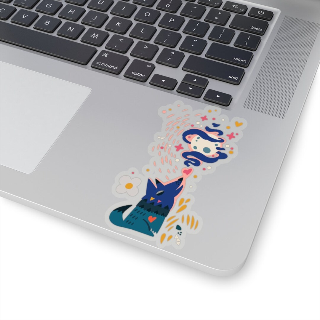 Wolf Stickers // Cute Moon Wolf Laptop Sticker // Wolves Etsy