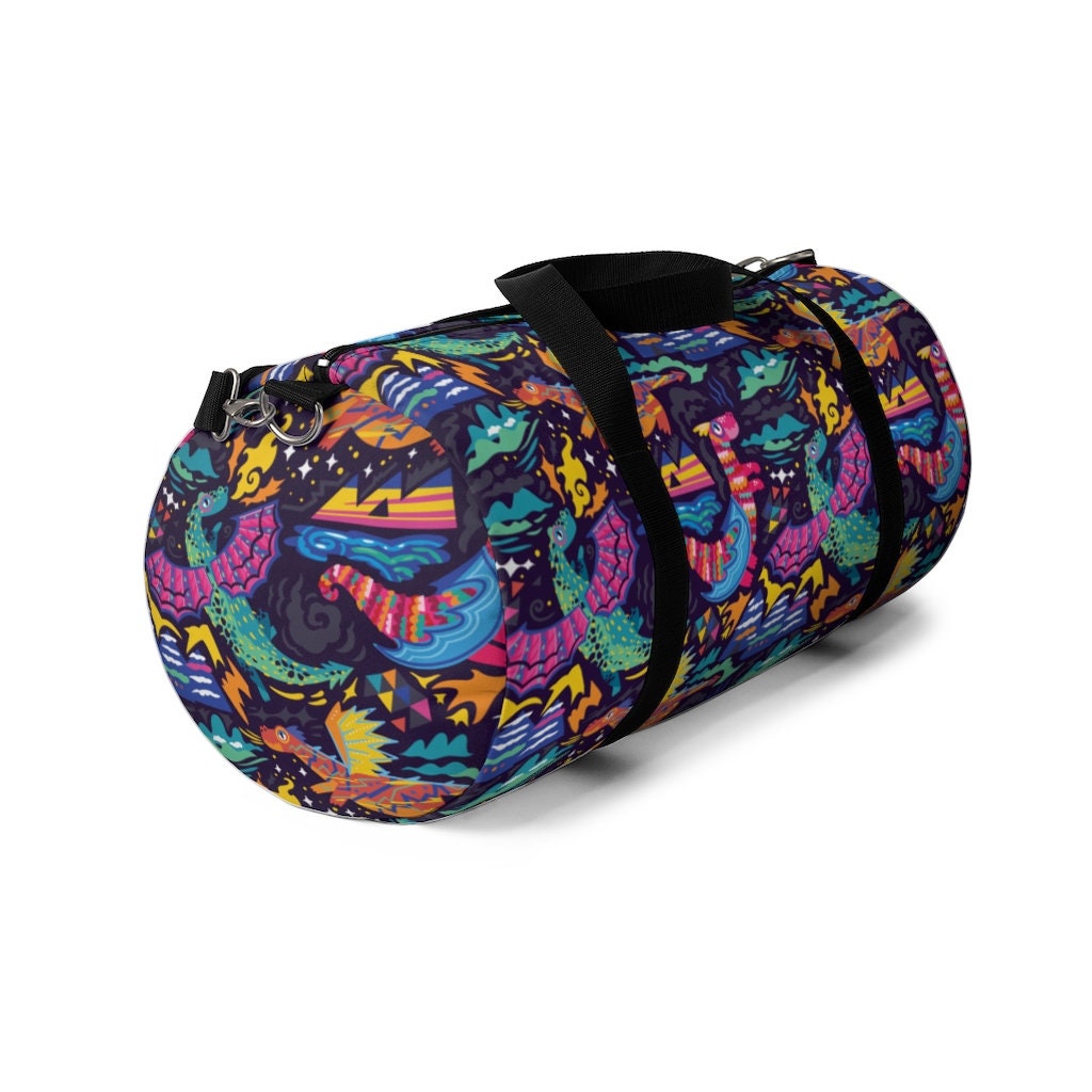 Dragon Duffle Bag Cute Canvas Large Duffel Bag Women Etsy