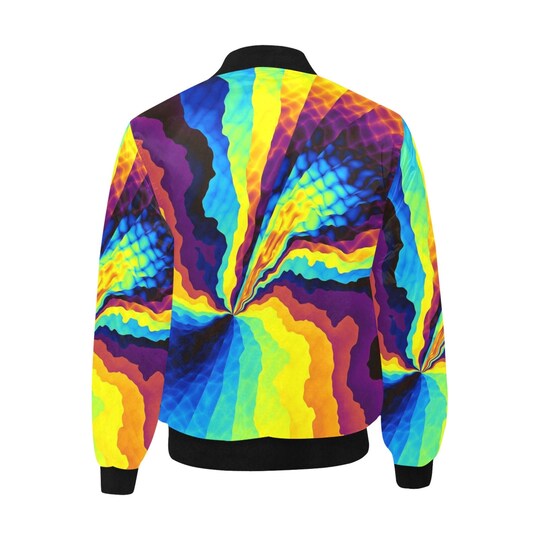 Disover Psychedelic Jacket | Psychedelic Bomber Jacket with Fuzzy Fleece