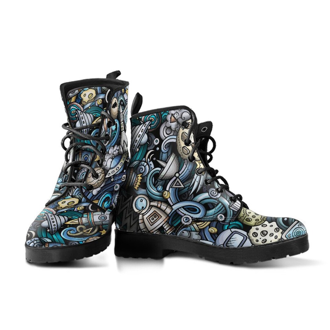 Cosmic Doodle Combat Boots // Space 