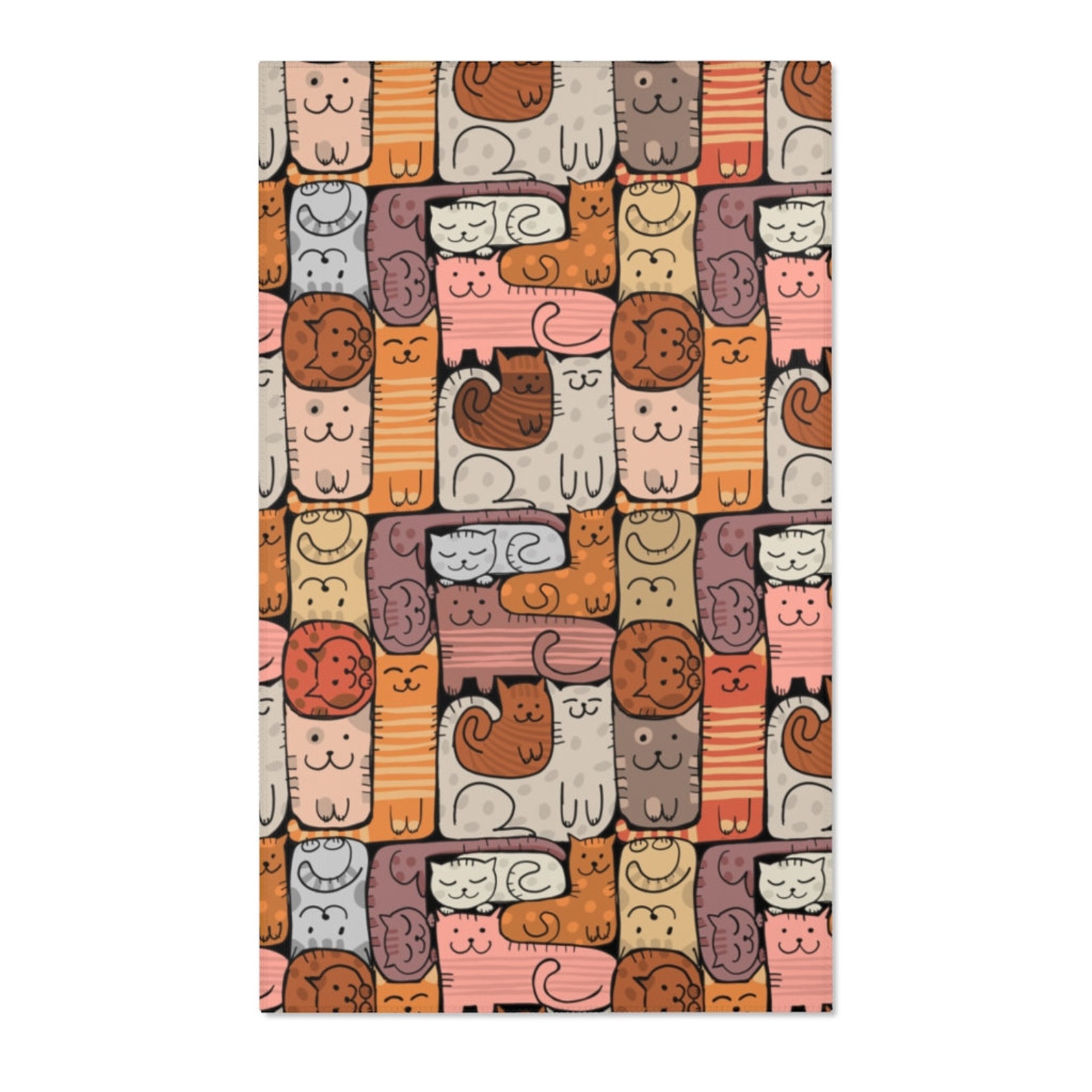 Funny Cat Area Rug Cute Cat Puzzle Rug Cat Lover Groovy Etsy