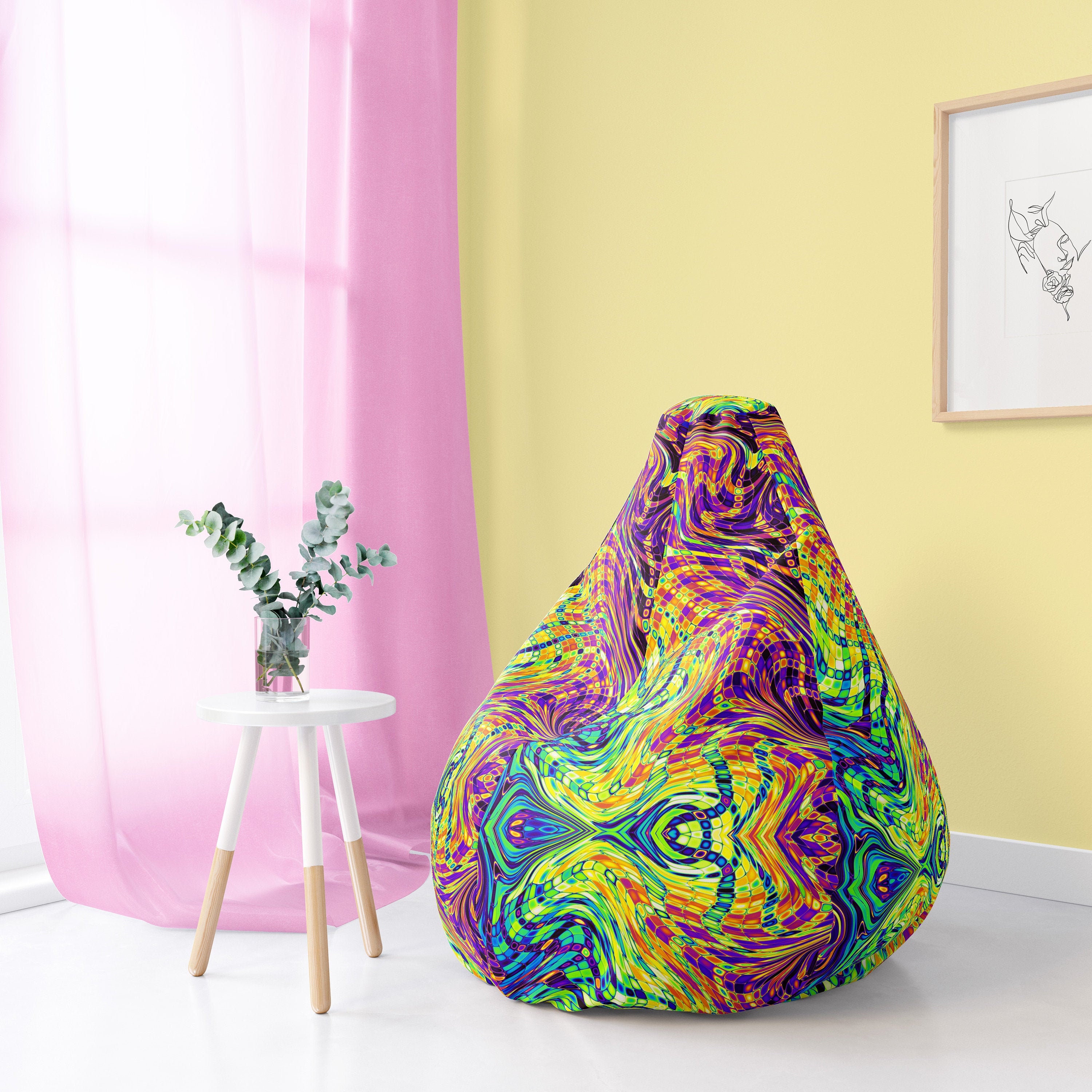 Psychedelic Bean Bag Chair Cover Only Big Bean Bags Chairs Etsy