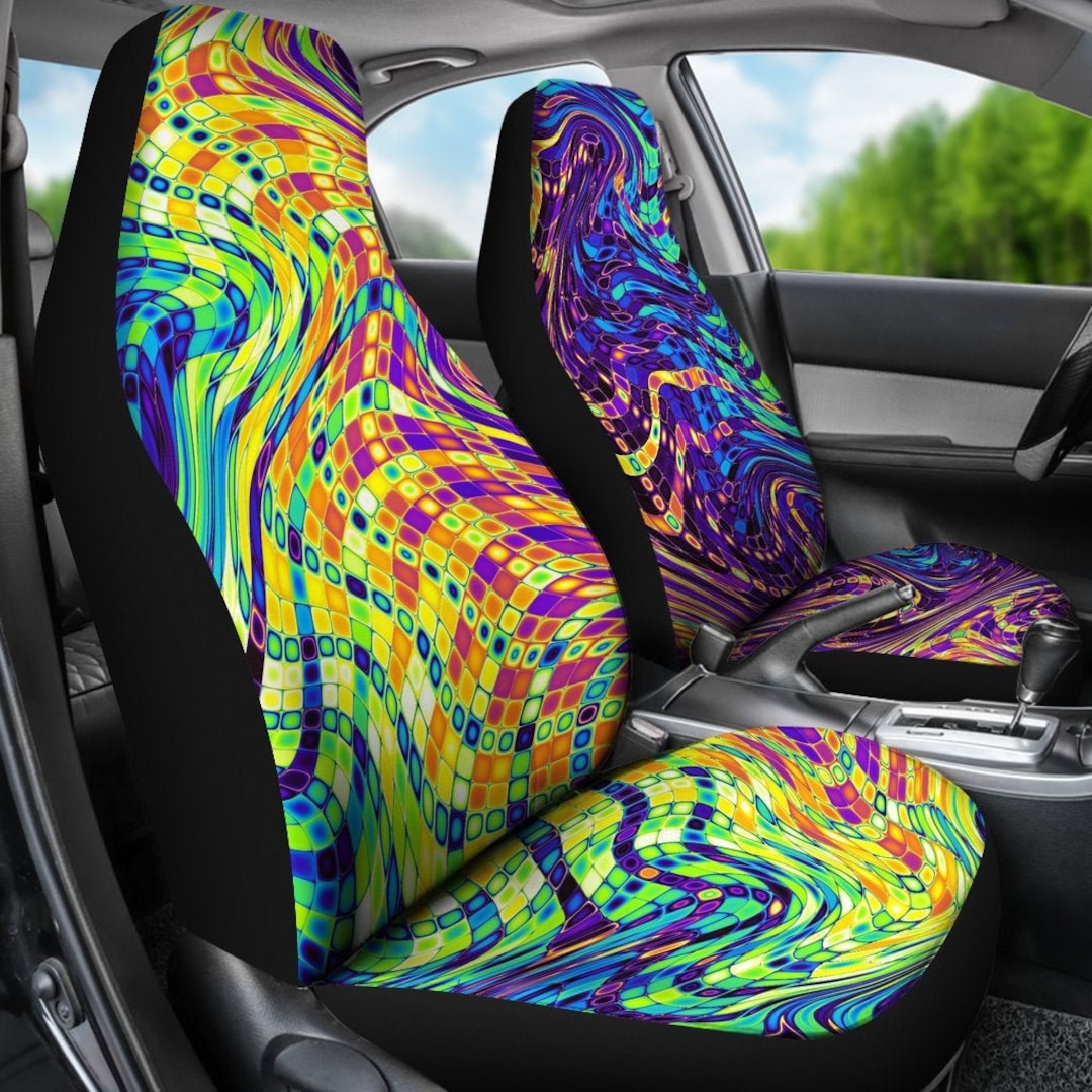 Hippie Flame Psychedelic Trippy Car Seat Covers