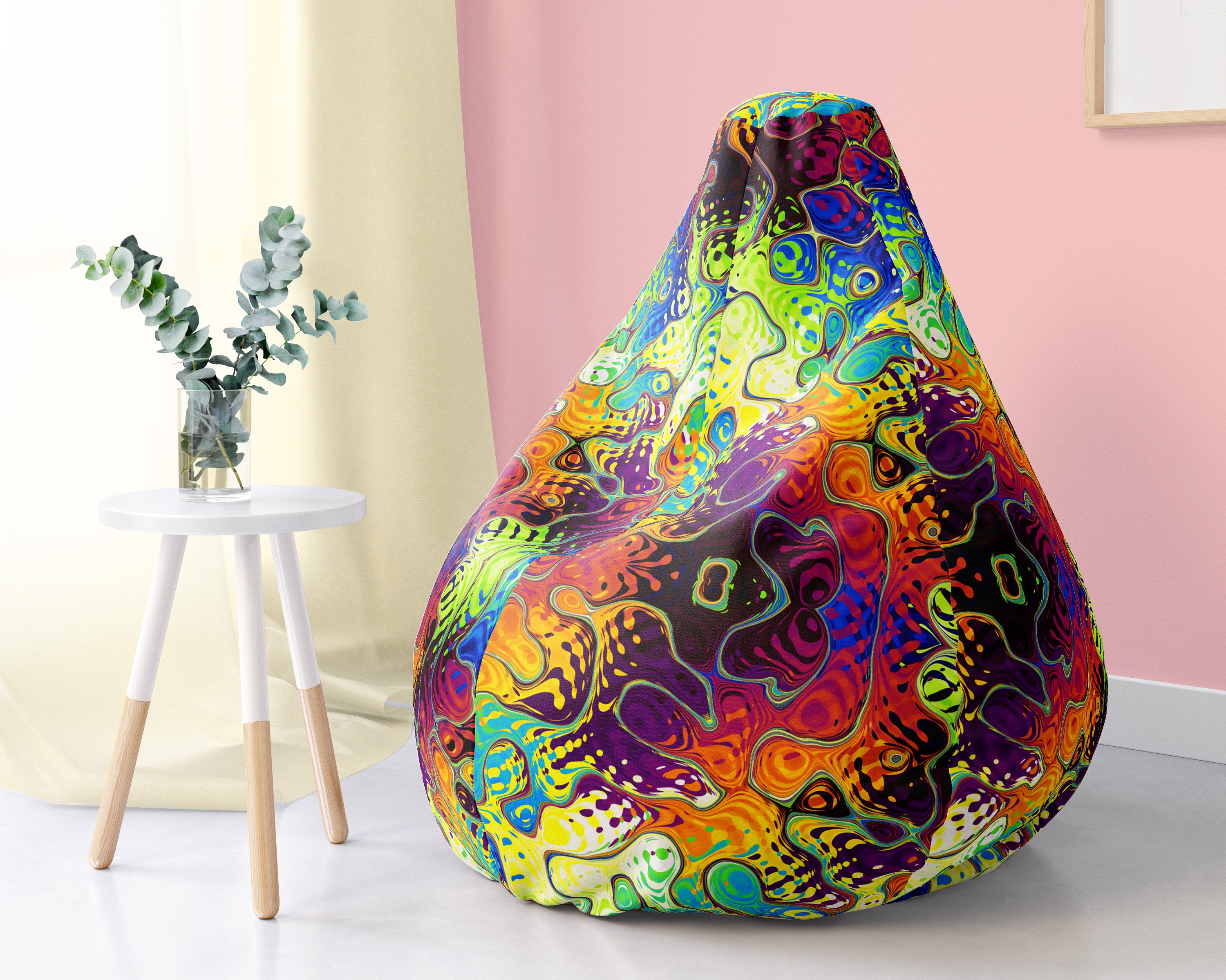 Psychedelic Bean Bag Chair Cover Only Big Bean Bags Chairs Etsy
