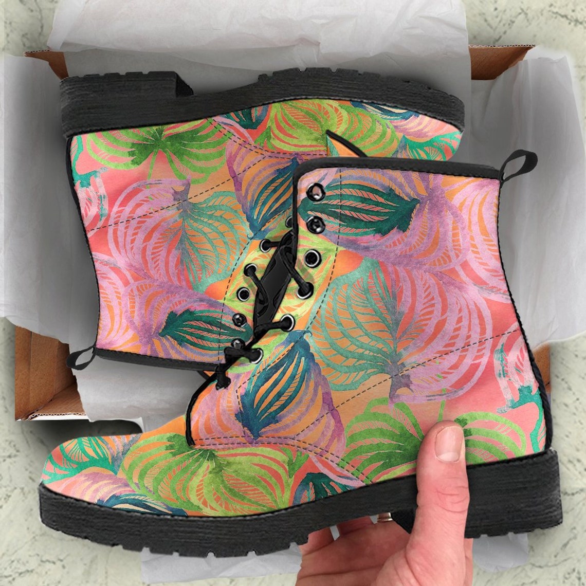 Floral Pastel Boots // Cute Girly Boots // Vegan Leather Boots Etsy