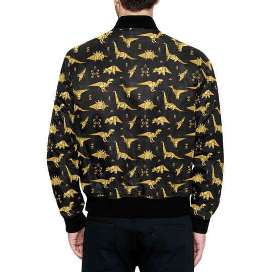 Dinosaur Quilted Bomber Jacket / Stylish Men Women Custom Bomber Jackets