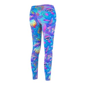Psychedelic Mushroom Leggings Trippy Magic Mushroom Designer Women's ...