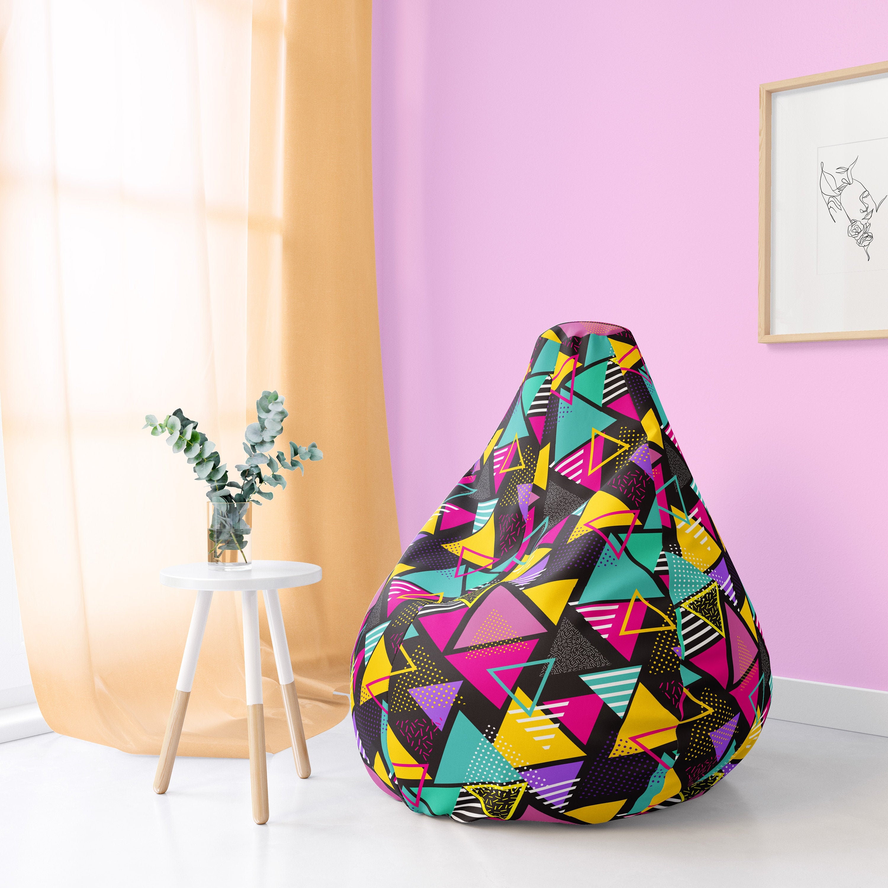 Abstract Retro Bean Bag Chair Cover Only Big Bean Bags Etsy