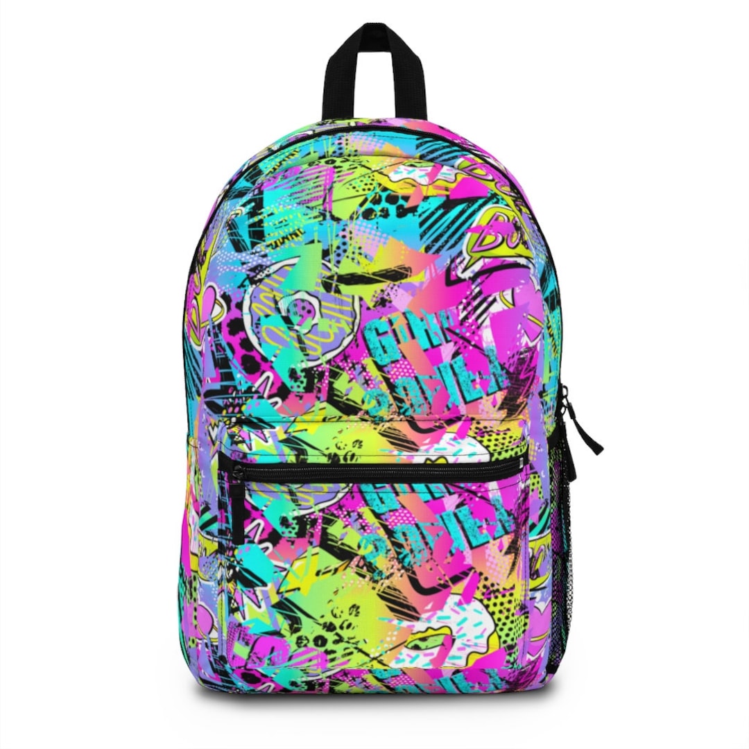 Psychedelic Neon Street Pop Art Backpack / Made in USA Trippy Backpacks ...