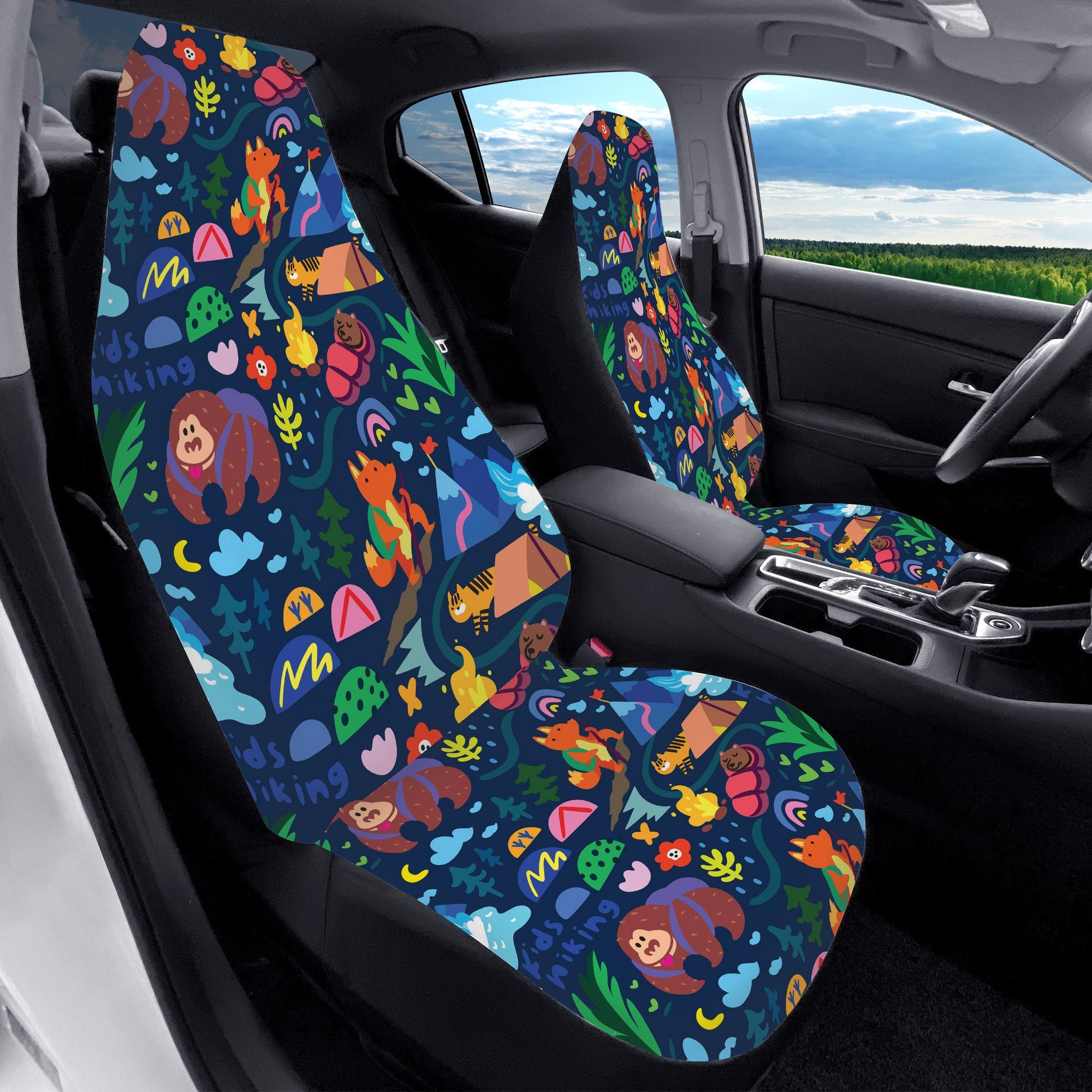 Cute Camping Theme Car Seat Cover For Vehicle | Kawaii Seat Covers