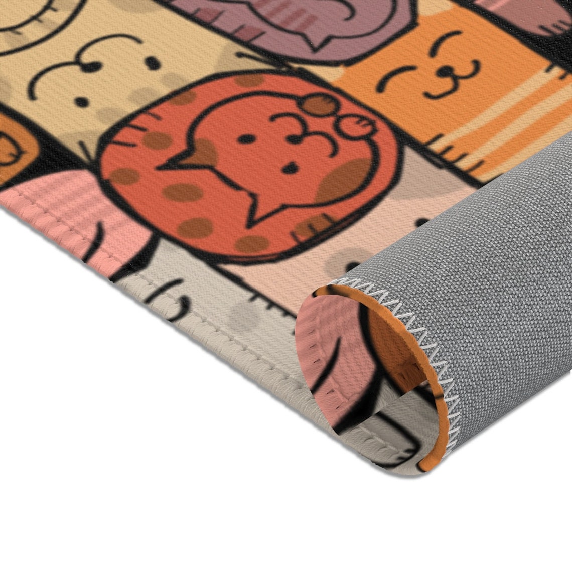 Funny Cat Area Rug Cute Cat Puzzle Rug Cat Lover Groovy Etsy