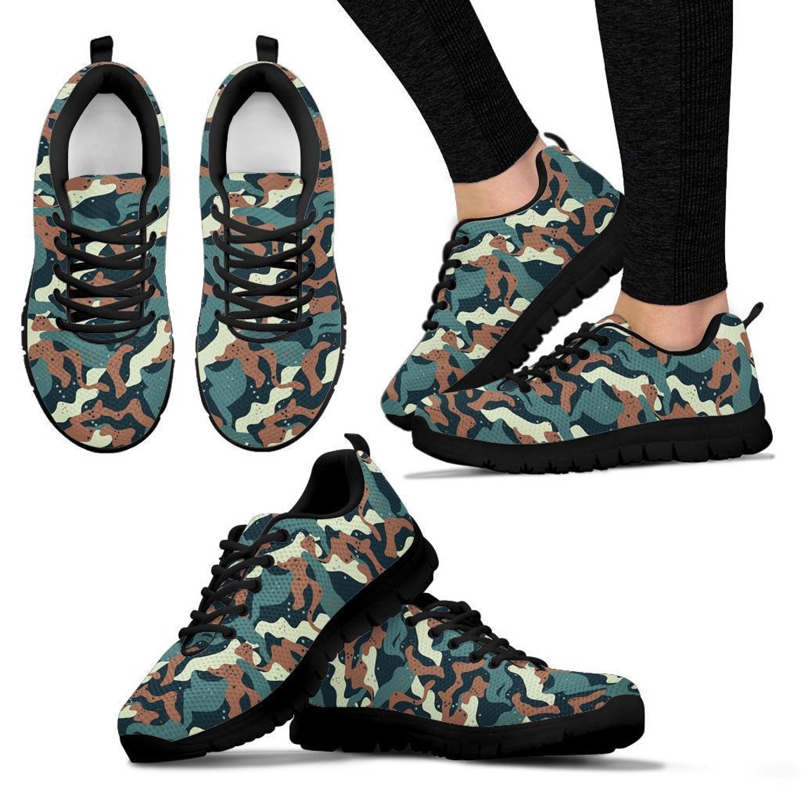 Green Military Camo Sneakers / Army Camouflage Shoes / Funky - Etsy ...