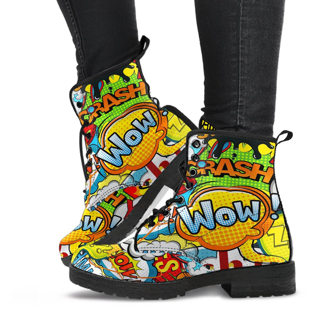 Cool Comics Pop Art Boots / Modern Funky Womens Combat Boots / | Etsy