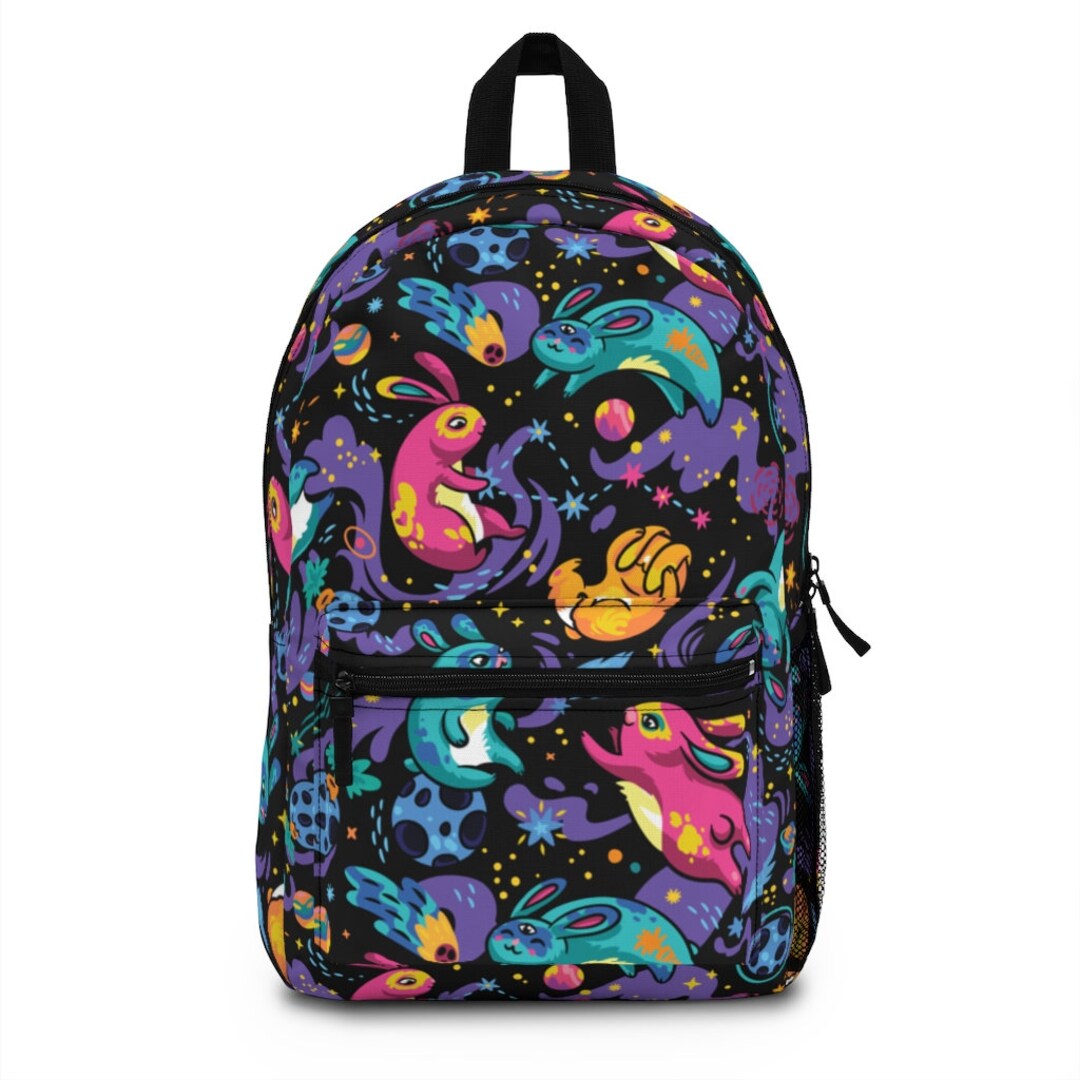 90s Rabbit Backpack Cite Trippy Space Rabbit Backpack / Rave Backpack / Psychedelic Space ...