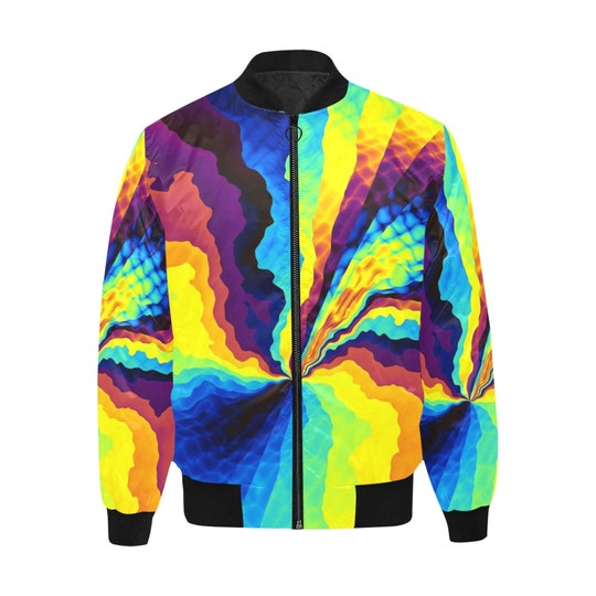 Disover Psychedelic Jacket | Psychedelic Bomber Jacket with Fuzzy Fleece