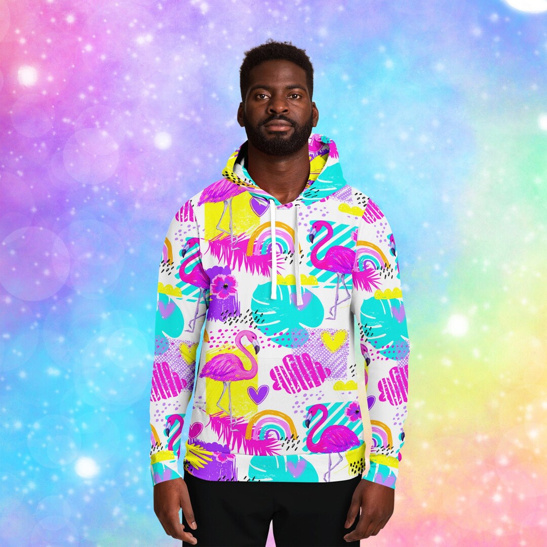 Pink Flamingo Pop Art Hoodie Hippie Hood Rave Hoody Rave Etsy