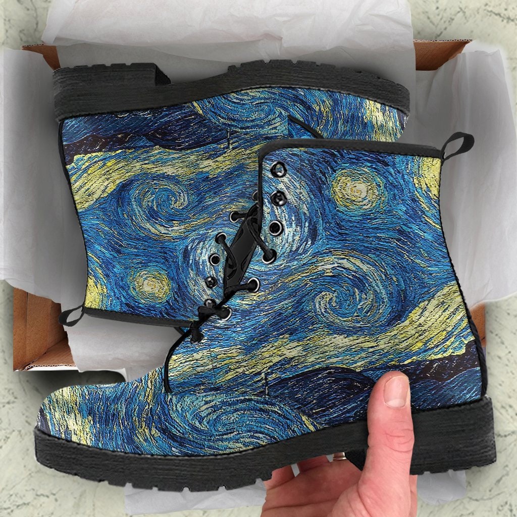 Starry Night Inspired Boots / Van Gogh Starry Shoes / - Etsy