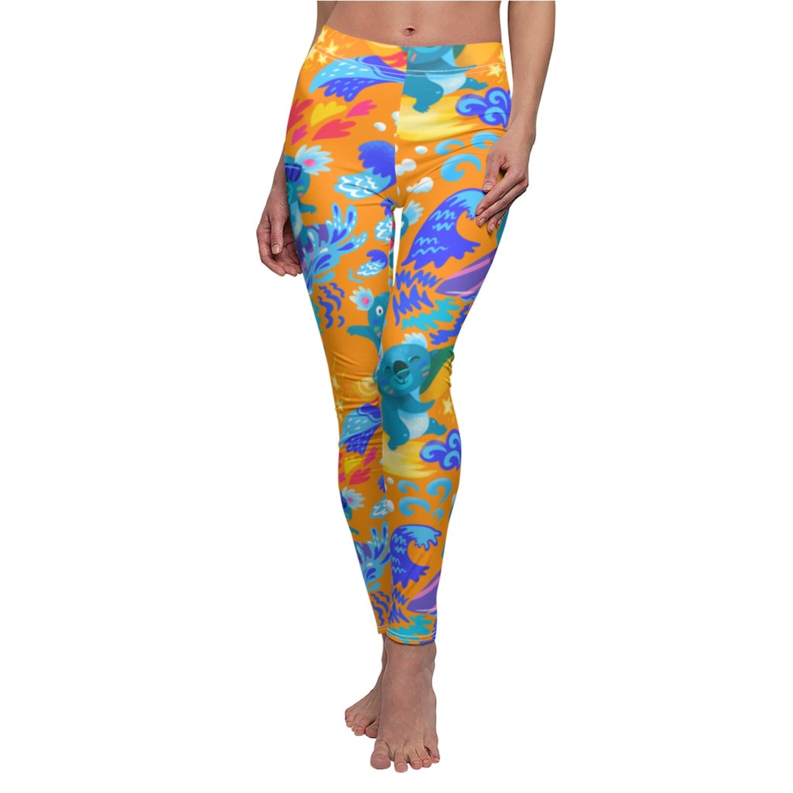 Koala Leggings Cute Surfer Koalas Designer Women's Cut & Etsy